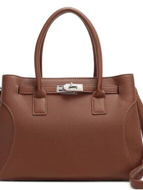 Vegan Leather Satchel Top-Handle Handbag Crossbody Adjustable Strap